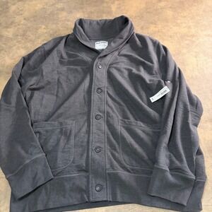 Old Navy Shawl Collar Cardigan Mens XL Dark Charcoal Gray Fleece Button Front